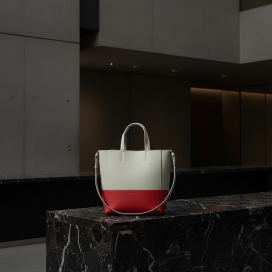 Celine Cabas SMALL VERTICAL 176163 Women's Leather Shoulder Bag,Tote Bag Light Green,Red Color