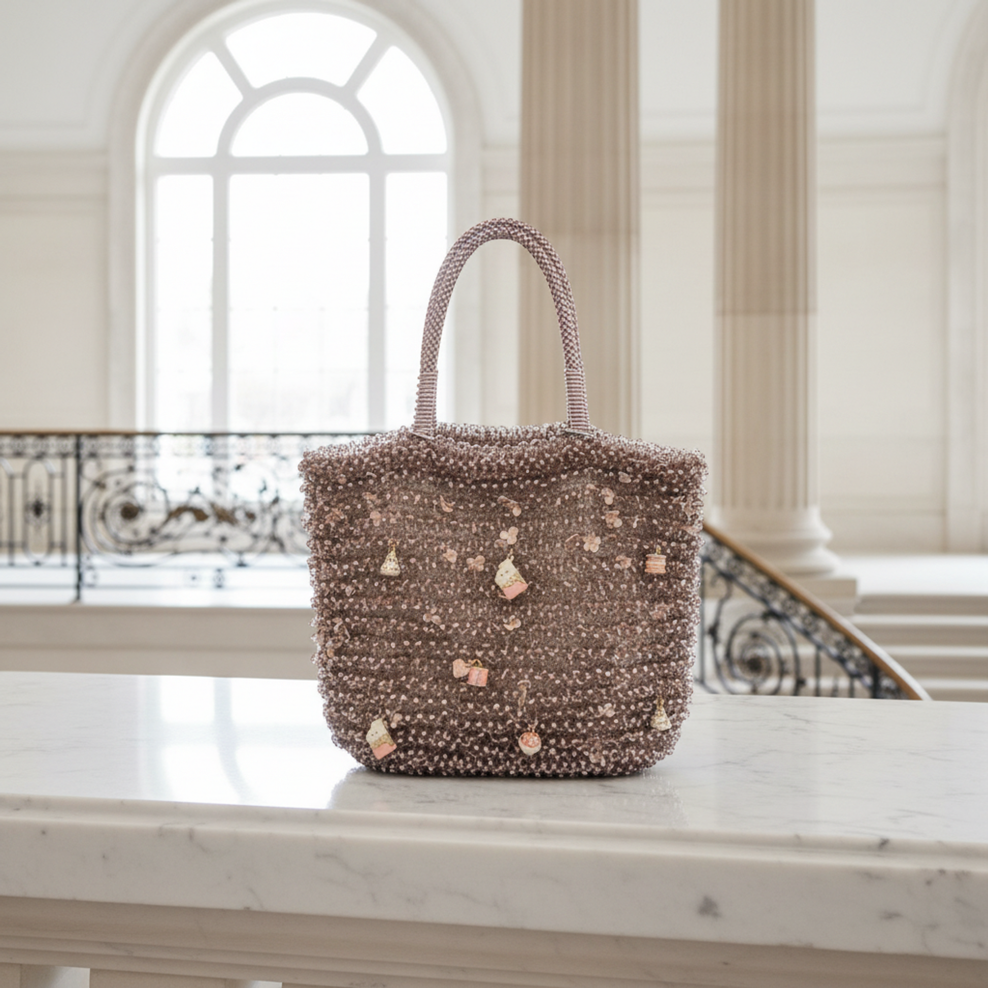Anteprima Fioritura Women's Wire Baguette Bag,Handbag Pink