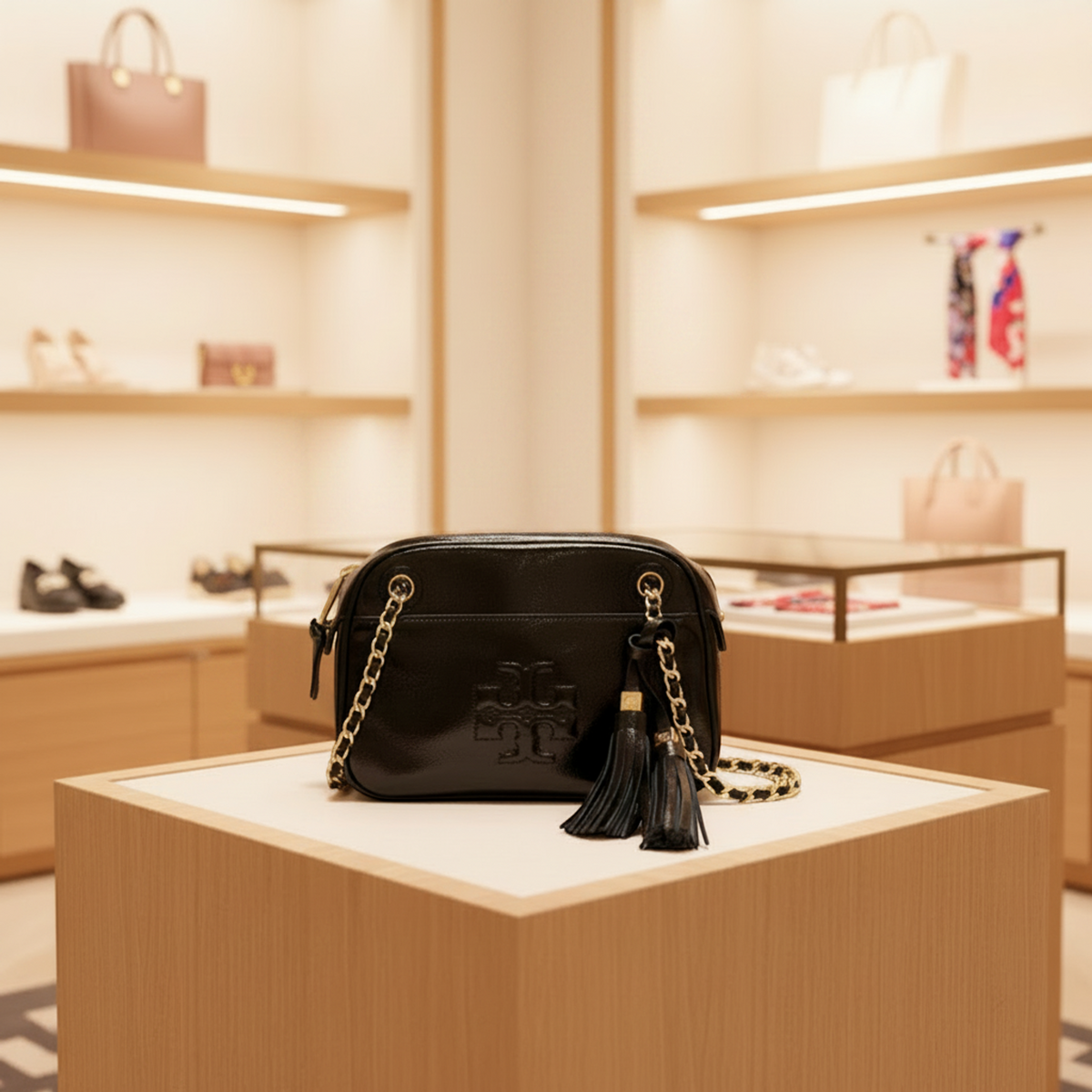 Tory Burch Chain Shoulder Bag Women's Leather Shoulder Bag Black