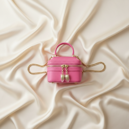 Bvlgari Serpenti Mini Jewelry Box Women's Leather Pouch,Shoulder Bag Pink