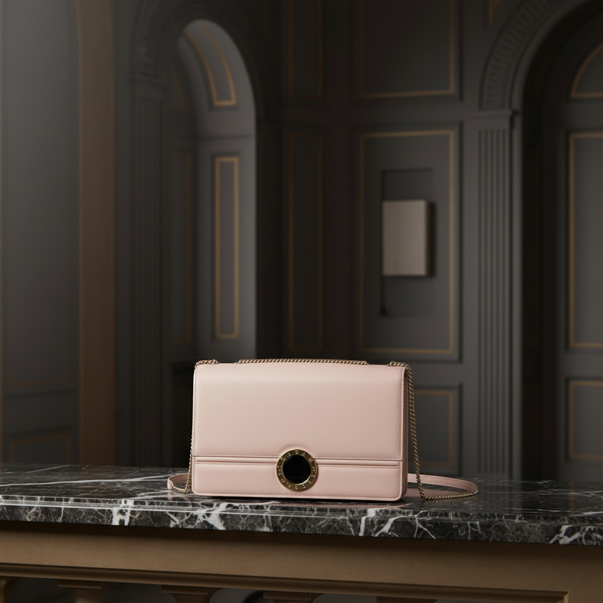 Bvlgari Bvlgari Bvlgari Chain Shoulder Bag Women's Leather Shoulder Bag Pink Beige