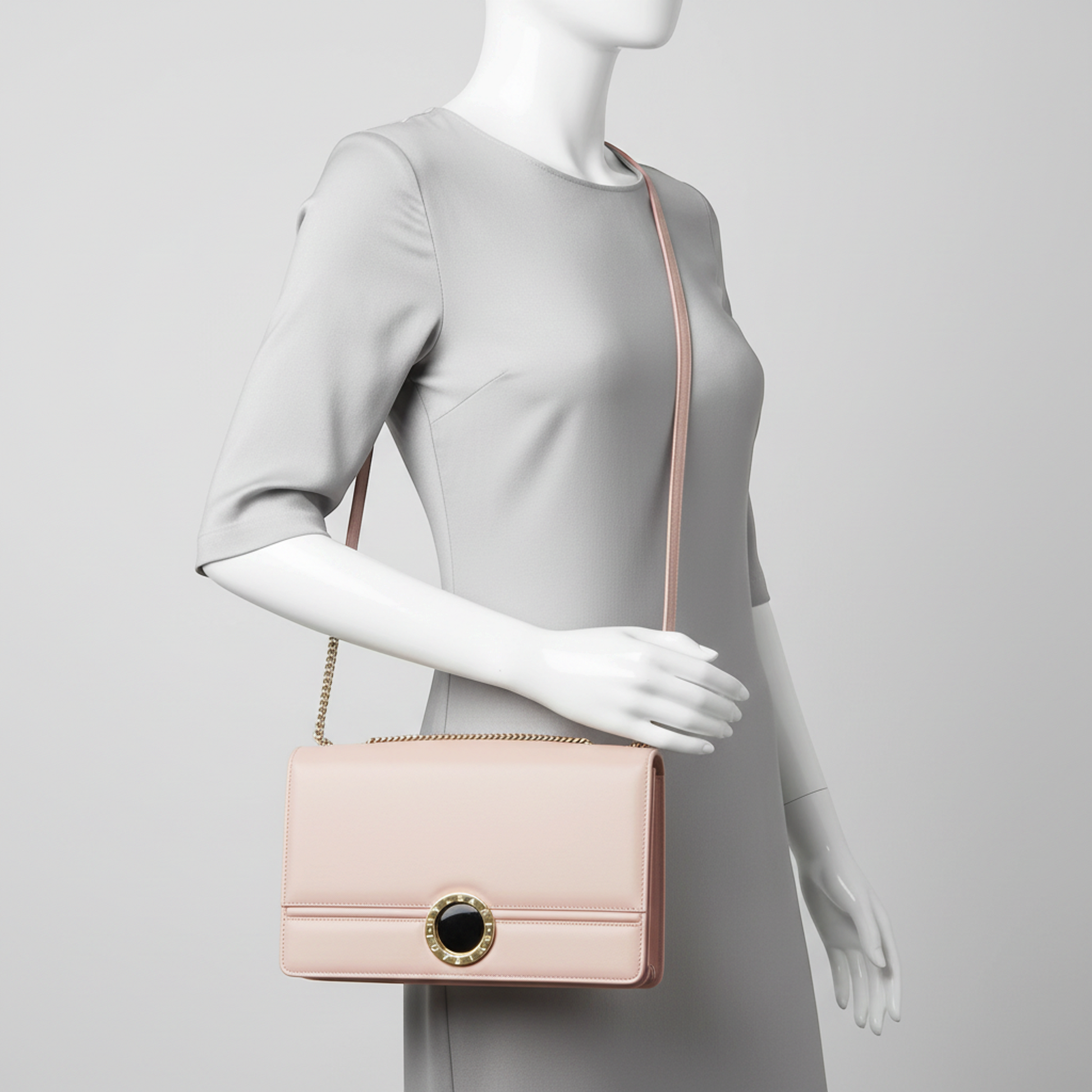Bvlgari Bvlgari Bvlgari Chain Shoulder Bag Women's Leather Shoulder Bag Pink Beige
