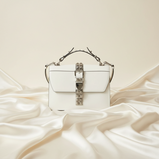 Prada Electra Studs 1BD120 Women's Leather Handbag,Shoulder Bag White