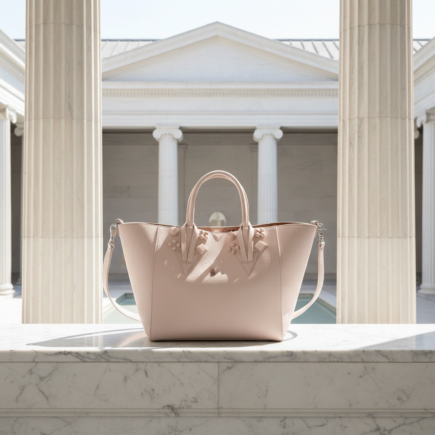 Christian Louboutin CABACHIC 1235321 Women's Leather Shoulder Bag,Tote Bag Light Pink
