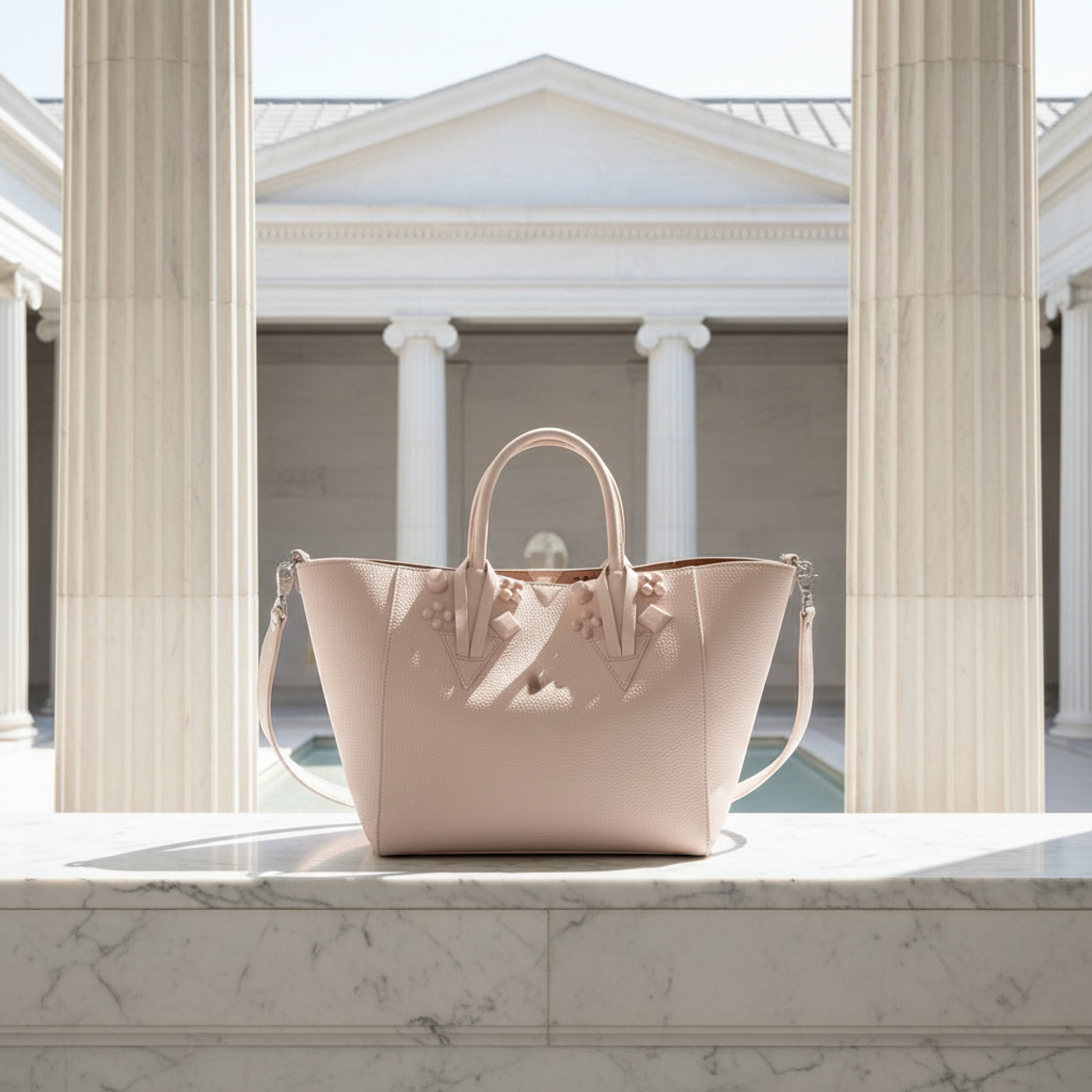 Christian Louboutin CABACHIC 1235321 Women's Leather Shoulder Bag,Tote Bag Light Pink