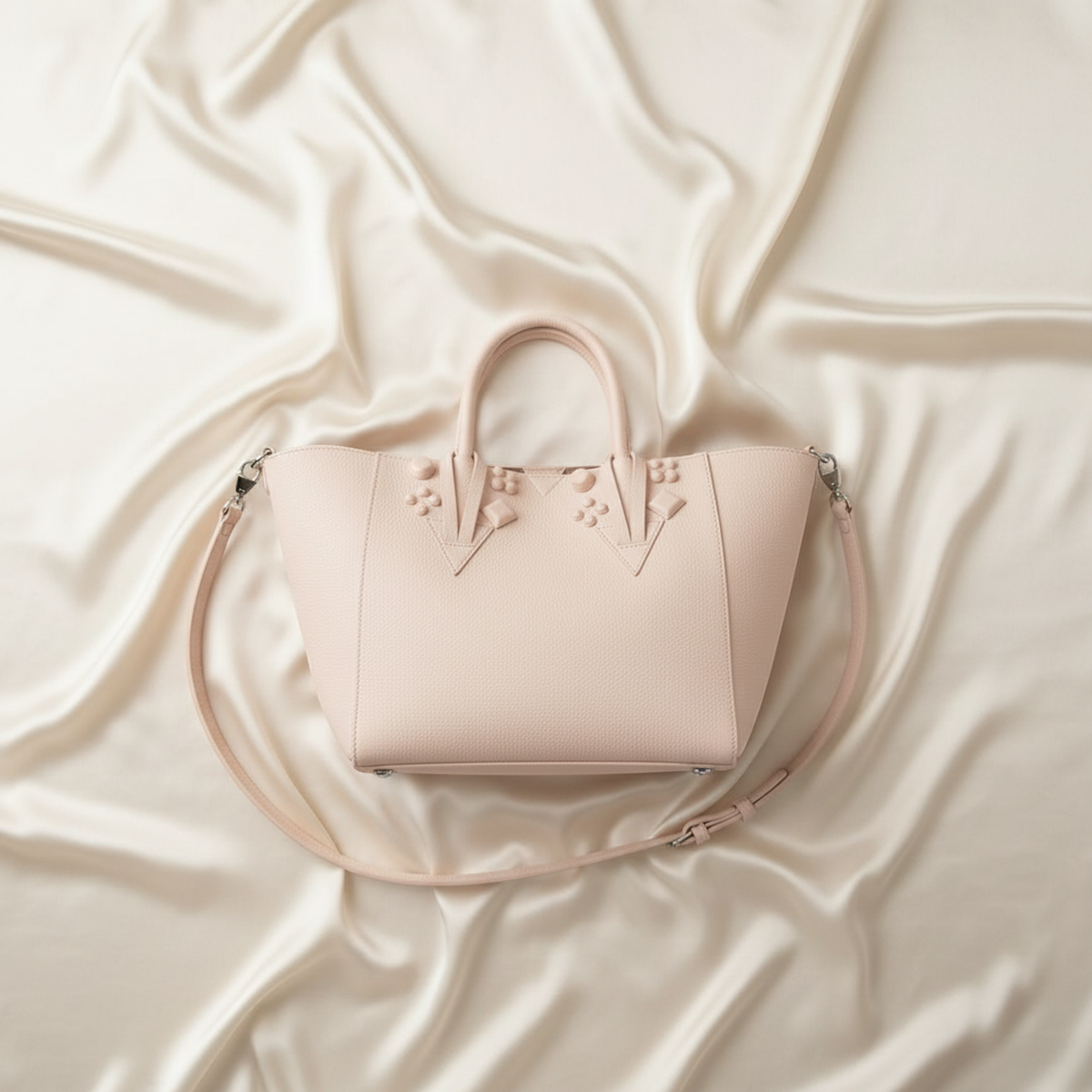 Christian Louboutin CABACHIC 1235321 Women's Leather Shoulder Bag,Tote Bag Light Pink