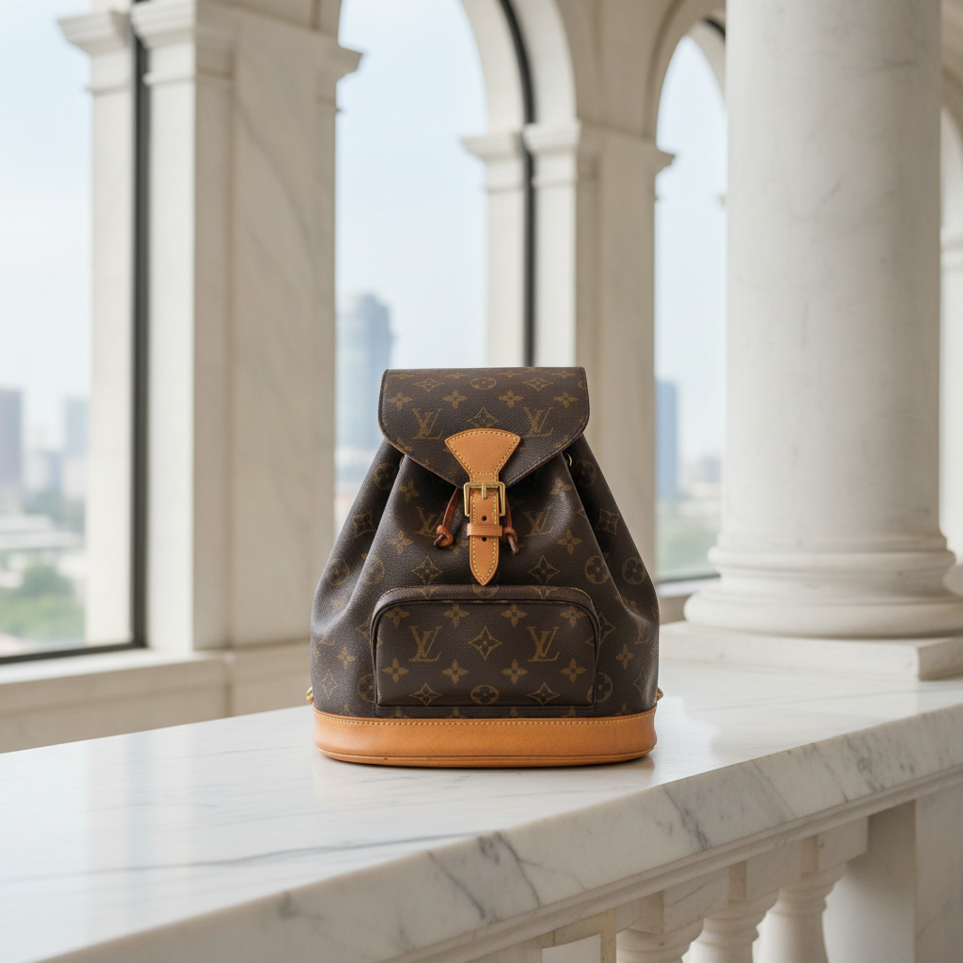 Louis Vuitton Monogram Montsouris MM M51136 Women's Backpack Brown