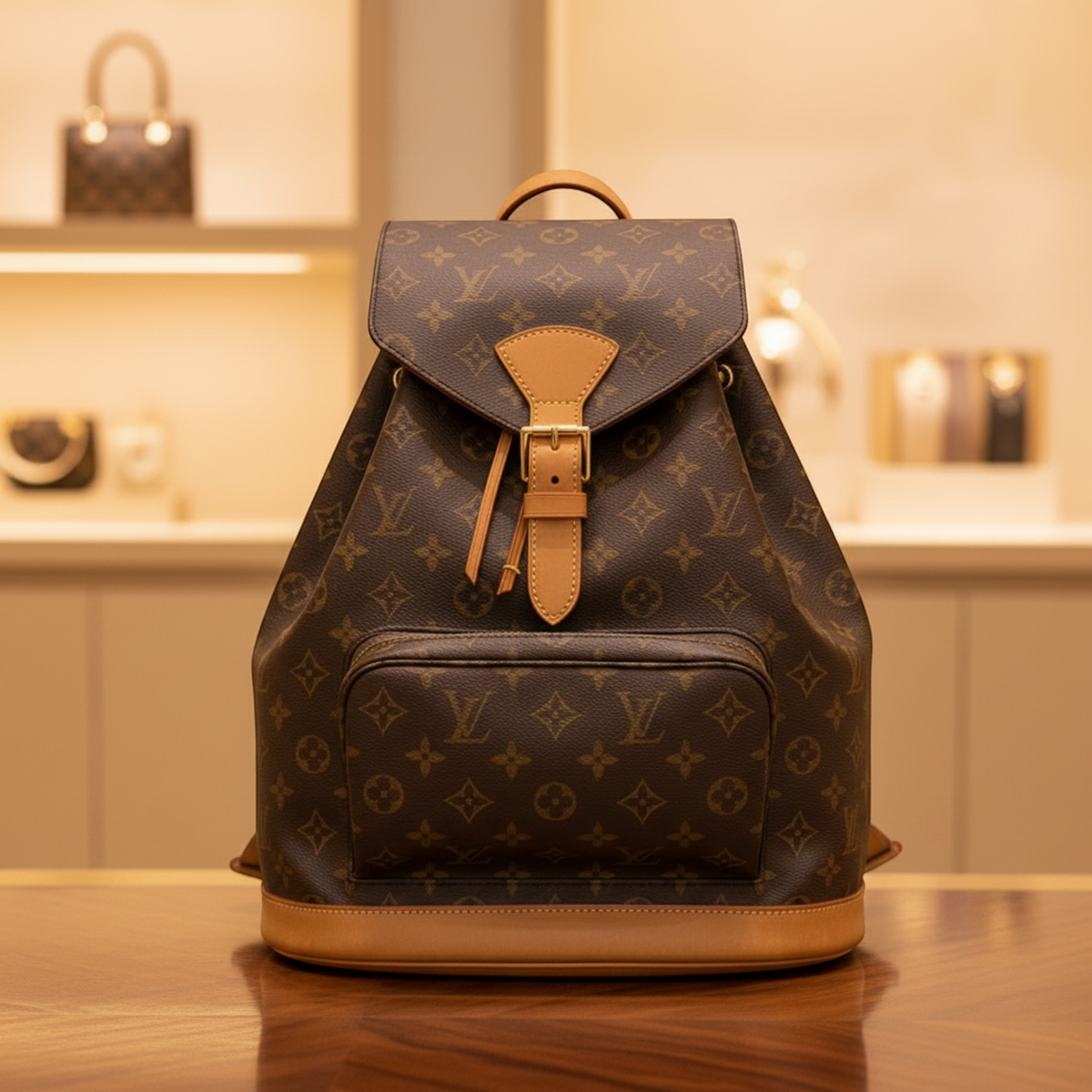Louis Vuitton Monogram Montsouris GM M51135 Women's Backpack Brown