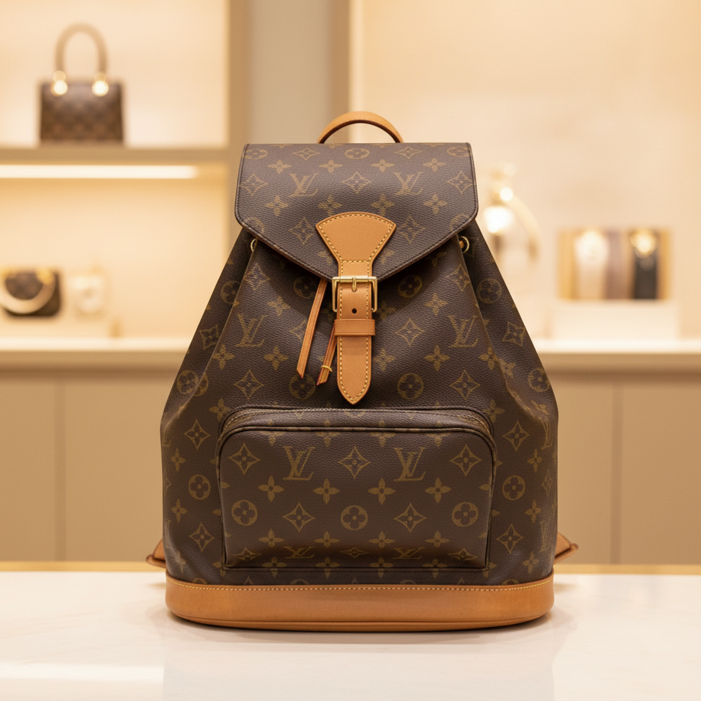 Louis Vuitton Monogram Montsouris GM M51135 Women's Backpack Brown