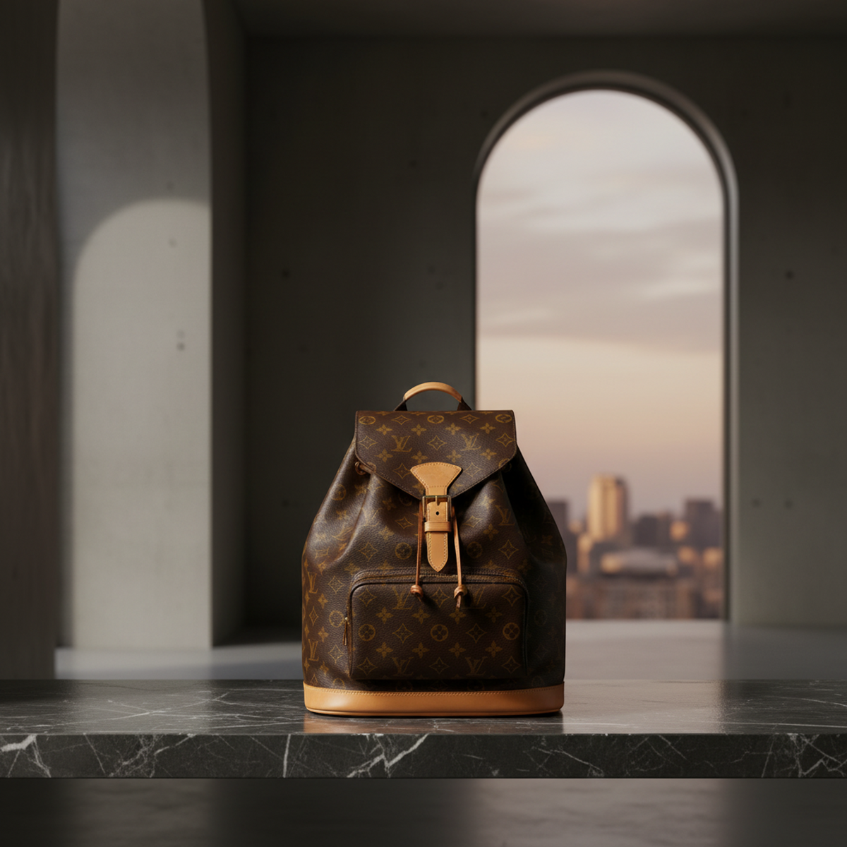 Louis Vuitton Monogram Montsouris GM M51135 Women's Backpack Brown