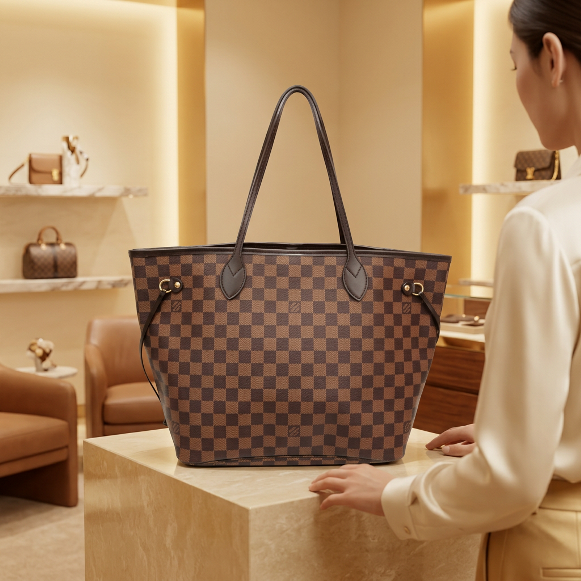 Louis Vuitton Damier Neverfull MM N51105 Women's Tote Bag Ebene
