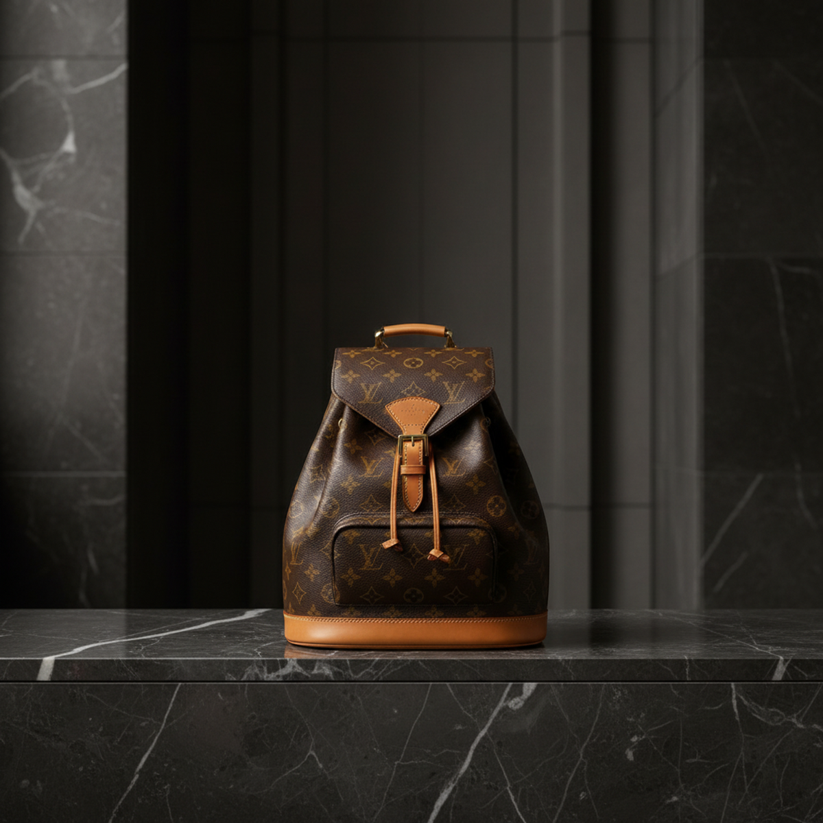Louis Vuitton Monogram Montsouris MM M51136 Women's Backpack Brown