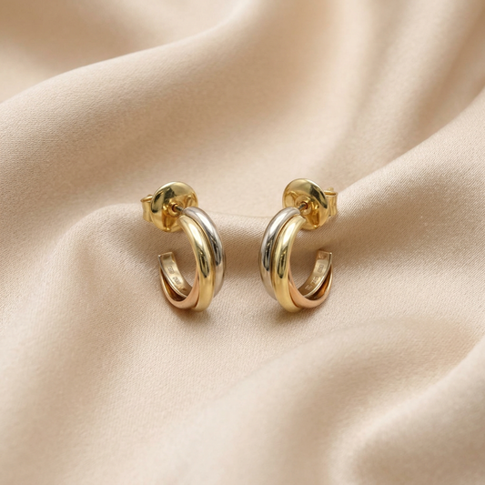 Cartier Trinity De Cartier No Stone Yellow Gold (18K),Pink Gold (18K),White Gold (18K) Half Hoop Earrings Gold