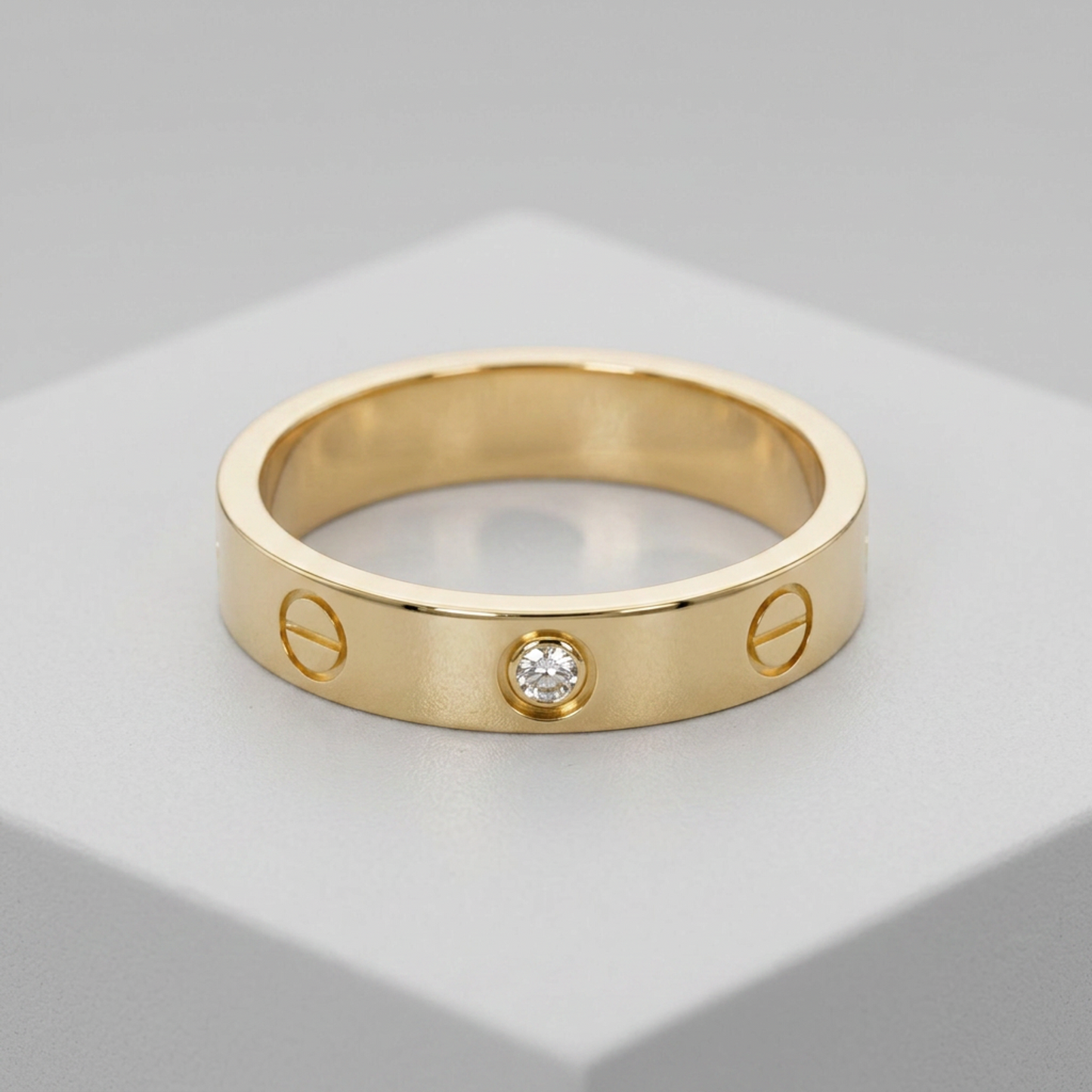 Cartier Mini Love Ring With 1 Diamond Pink Gold (18K) Fashion Diamond Band Ring Pink Gold