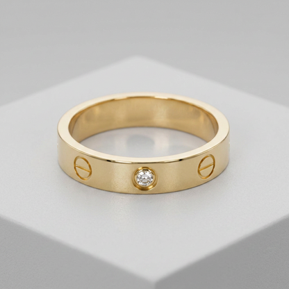 Cartier Mini Love Ring With 1 Diamond Pink Gold (18K) Fashion Diamond Band Ring Pink Gold
