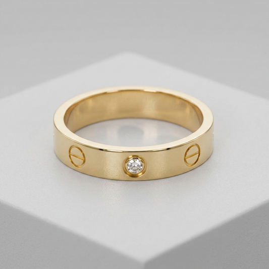 Cartier Mini Love Ring With 1 Diamond Pink Gold (18K) Fashion Diamond Band Ring Pink Gold