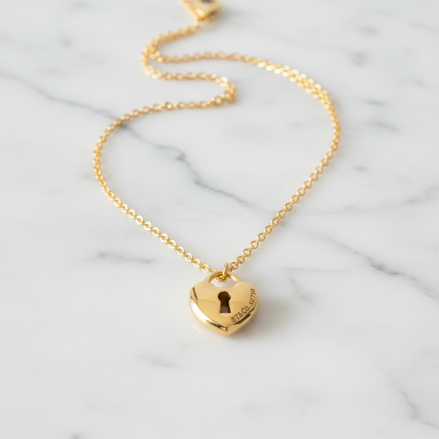 Tiffany Mini Lock Heart Necklace Pink Gold (18K) No Stone Men,Women Fashion Pendant Necklace (Pink Gold)