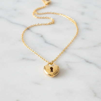 Tiffany Mini Lock Heart Necklace Pink Gold (18K) No Stone Men,Women Fashion Pendant Necklace (Pink Gold)