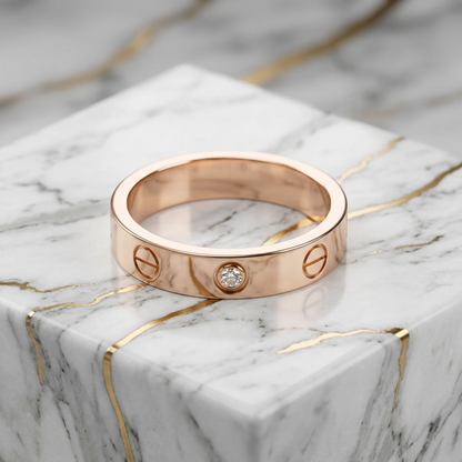 Cartier Mini Love Ring With 1 Diamond Pink Gold (18K) Fashion Diamond Band Ring Pink Gold