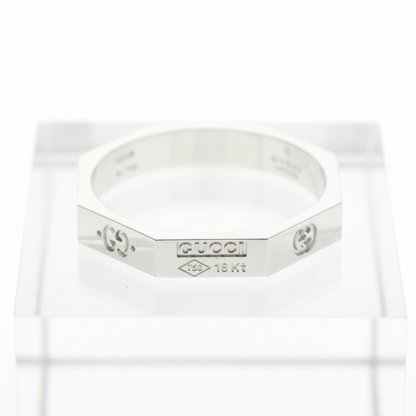 Gucci Octagonal Ring White Gold (18K) Fashion No Stone Band Ring Silver