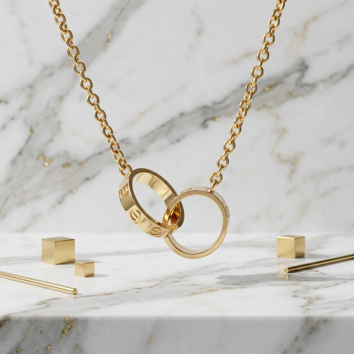 Cartier Baby Love Necklace Pink Gold (18K) No Stone Men,Women Fashion Pendant Necklace (Pink Gold)