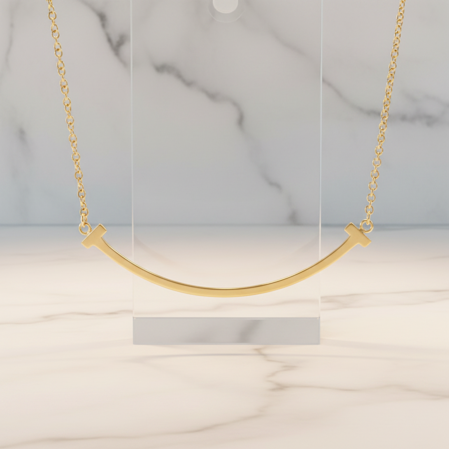 Tiffany Tiffany T Smile Small Size Necklace Pink Gold (18K) No Stone Women,Men Fashion Pendant Necklace (Pink Gold)