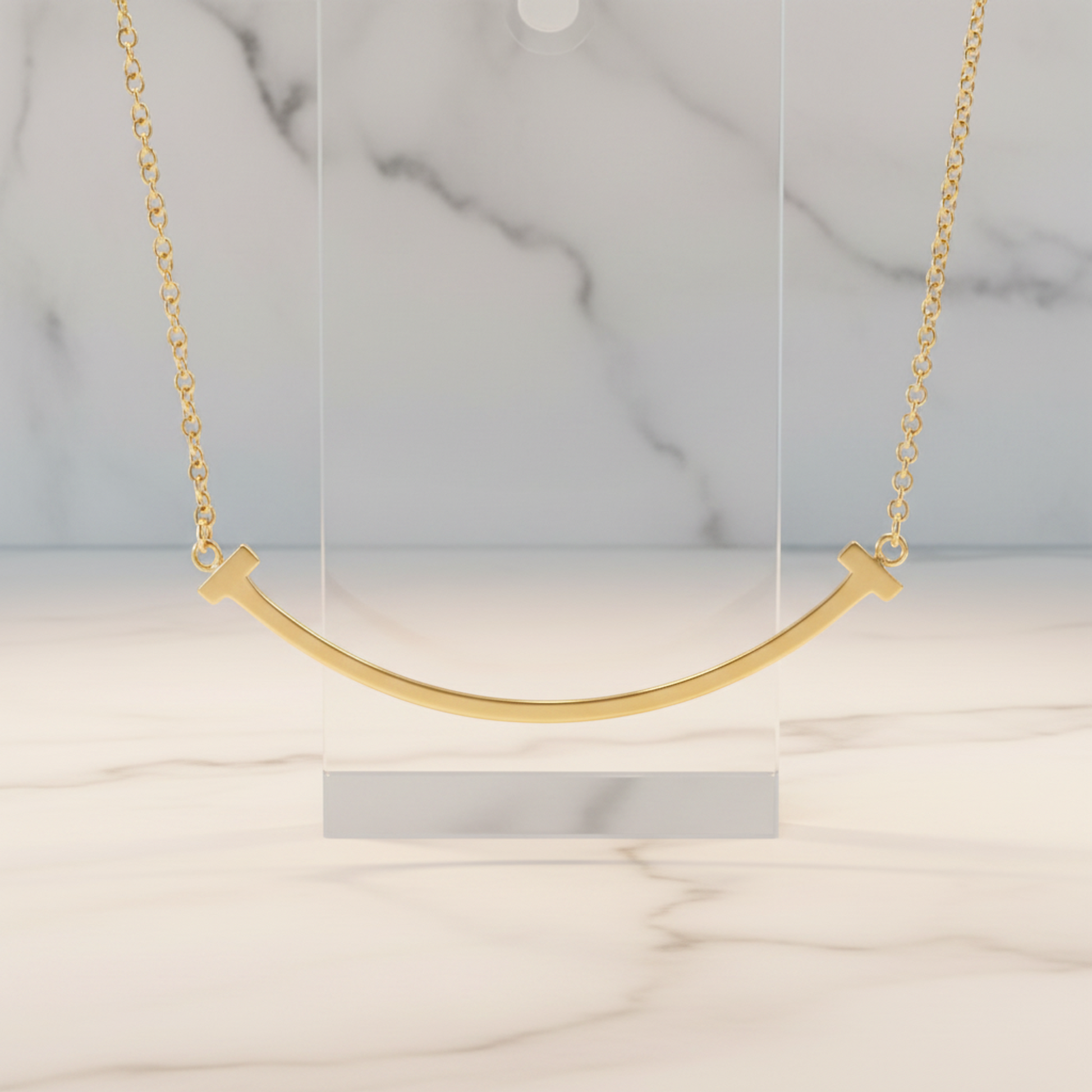 Tiffany Tiffany T Smile Small Size Necklace Pink Gold (18K) No Stone Women,Men Fashion Pendant Necklace (Pink Gold)
