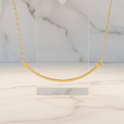 Tiffany Tiffany T Smile Small Size Necklace Pink Gold (18K) No Stone Women,Men Fashion Pendant Necklace (Pink Gold)