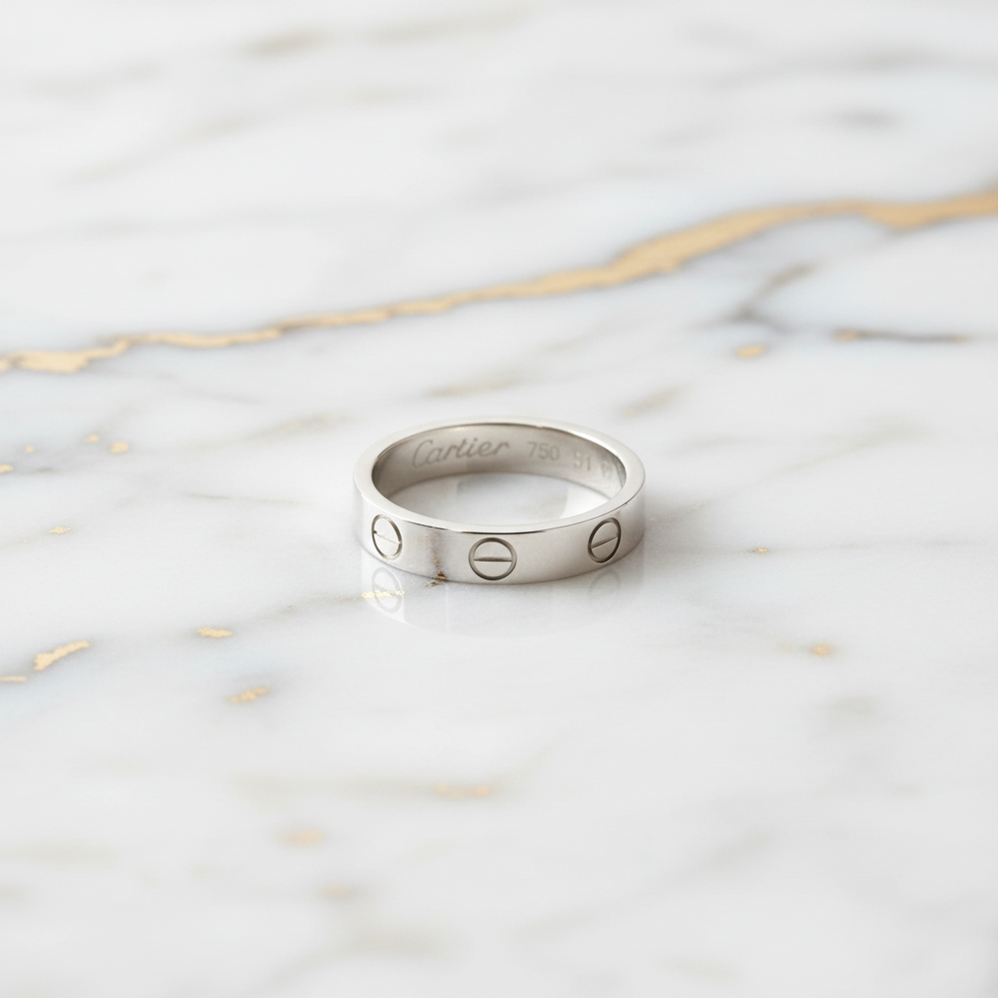 Cartier Mini Love Ring White Gold (18K) Fashion No Stone Band Ring Silver