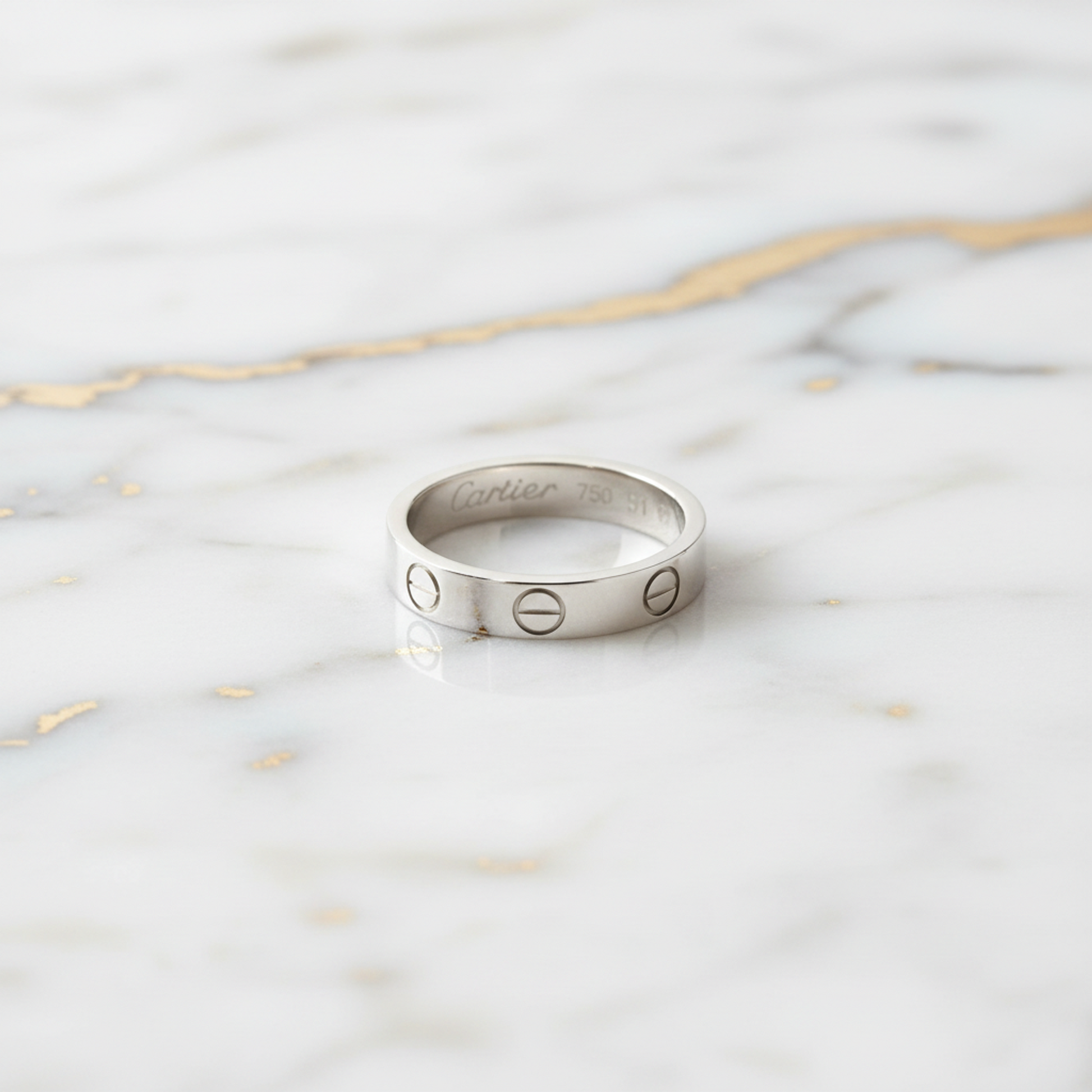 Cartier Mini Love Ring White Gold (18K) Fashion No Stone Band Ring Silver