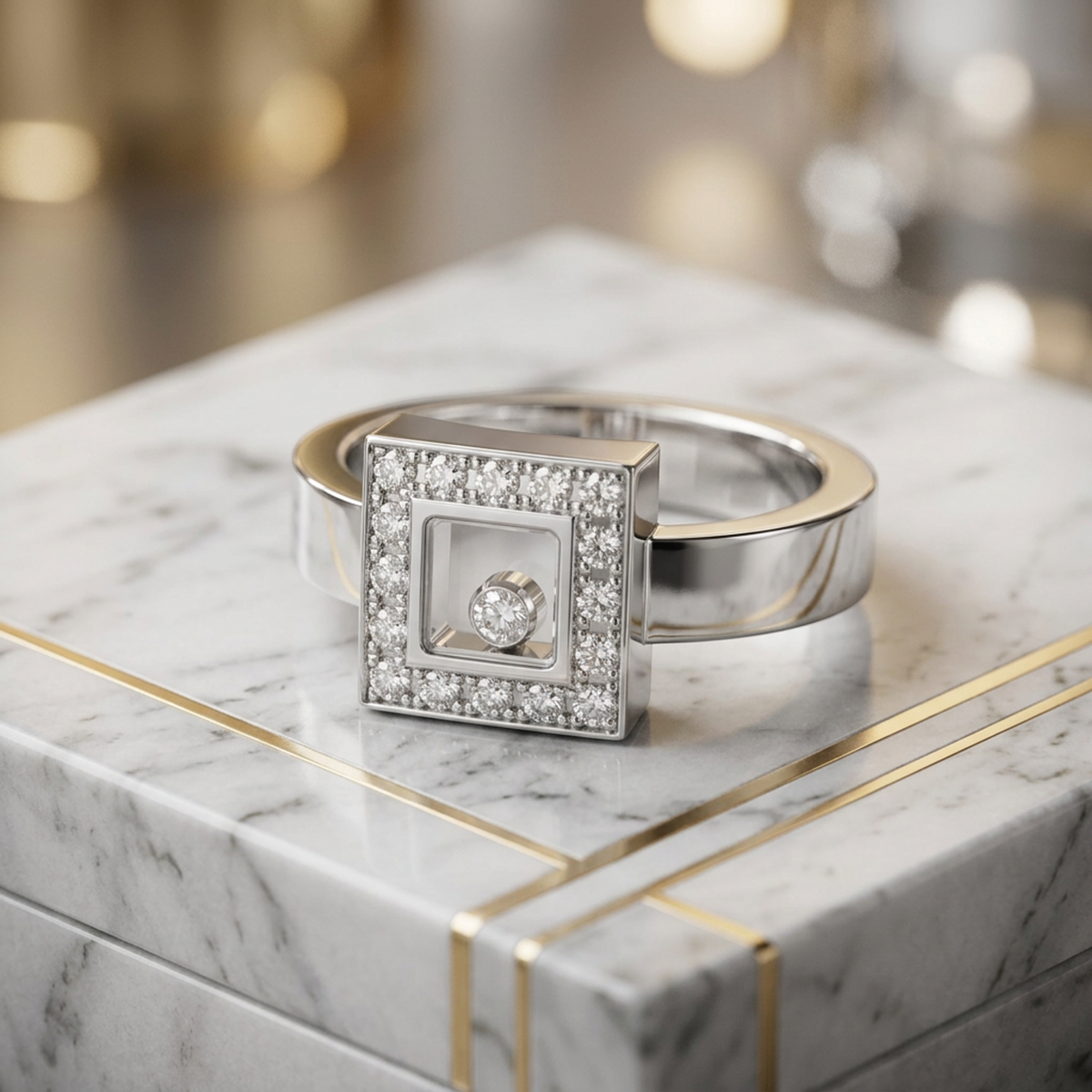 Chopard Happy Diamonds Ring 82/2896 White Gold (18K) Fashion Diamond Band Ring Silver