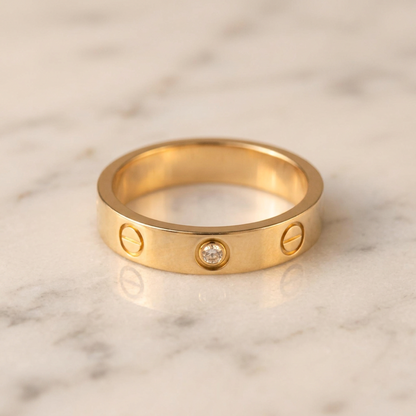 Cartier Mini Love Ring With 1 Diamond Pink Gold (18K) Fashion Diamond Band Ring Pink Gold