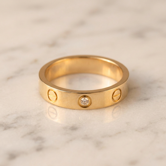 Cartier Mini Love Ring With 1 Diamond Pink Gold (18K) Fashion Diamond Band Ring Pink Gold