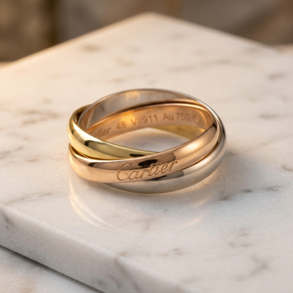 Cartier Trinity Yellow Gold (18K),Pink Gold (18K),White Gold (18K) Fashion No Stone Band Ring Gold