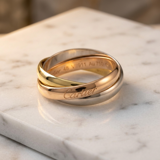 Cartier Trinity Yellow Gold (18K),Pink Gold (18K),White Gold (18K) Fashion No Stone Band Ring Gold