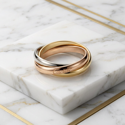 Cartier Trinity Yellow Gold (18K),Pink Gold (18K),White Gold (18K) Fashion No Stone Band Ring Gold