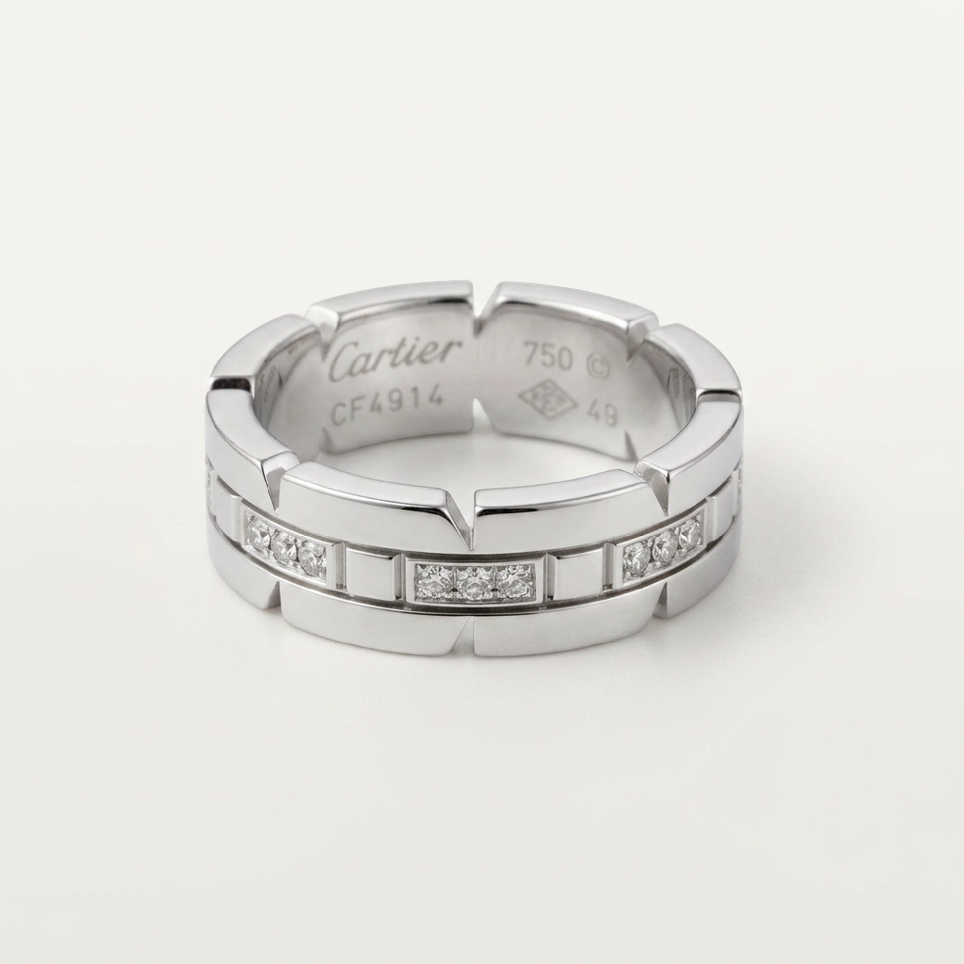 Cartier Tank Française Ring With Half Diamonds White Gold (18K) Fashion Diamond Band Ring Silver