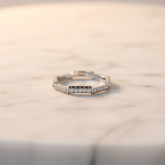 Gucci Link To Love Ring Platinum Fashion Diamond Band Ring Silver