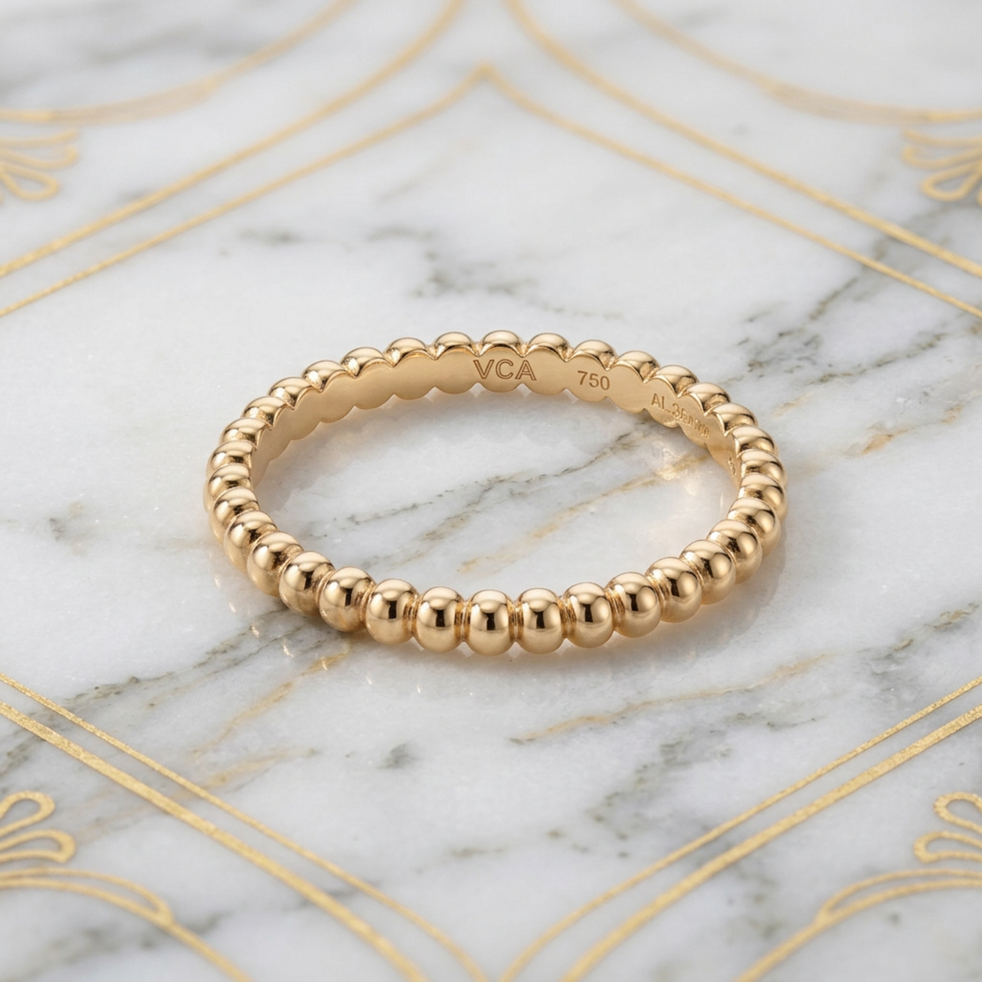 Van Cleef & Arpels Perlee Mini Model Pink Gold (18K) Fashion No Stone Band Ring Pink Gold