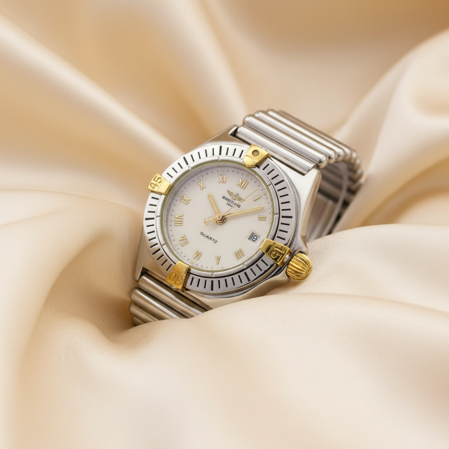 BREITLING Callistino 18K Gold Steel Quartz Ladies Watch B52043 Polished