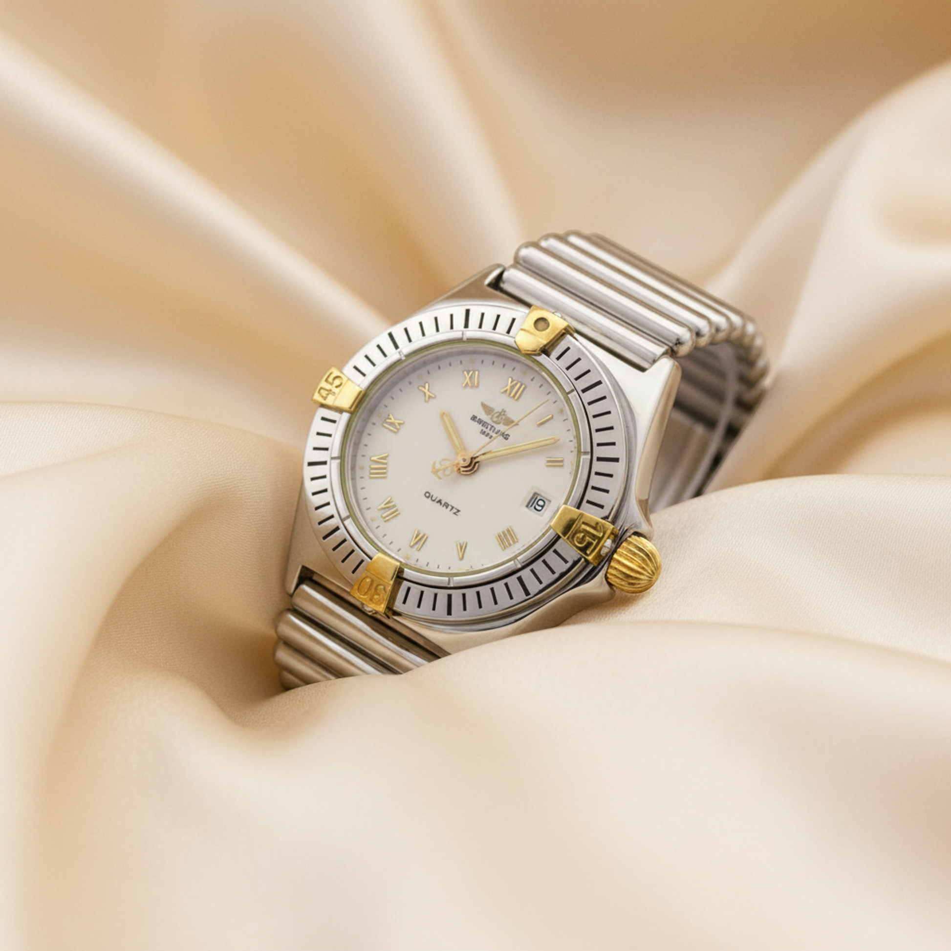 BREITLING Callistino 18K Gold Steel Quartz Ladies Watch B52043 Polished