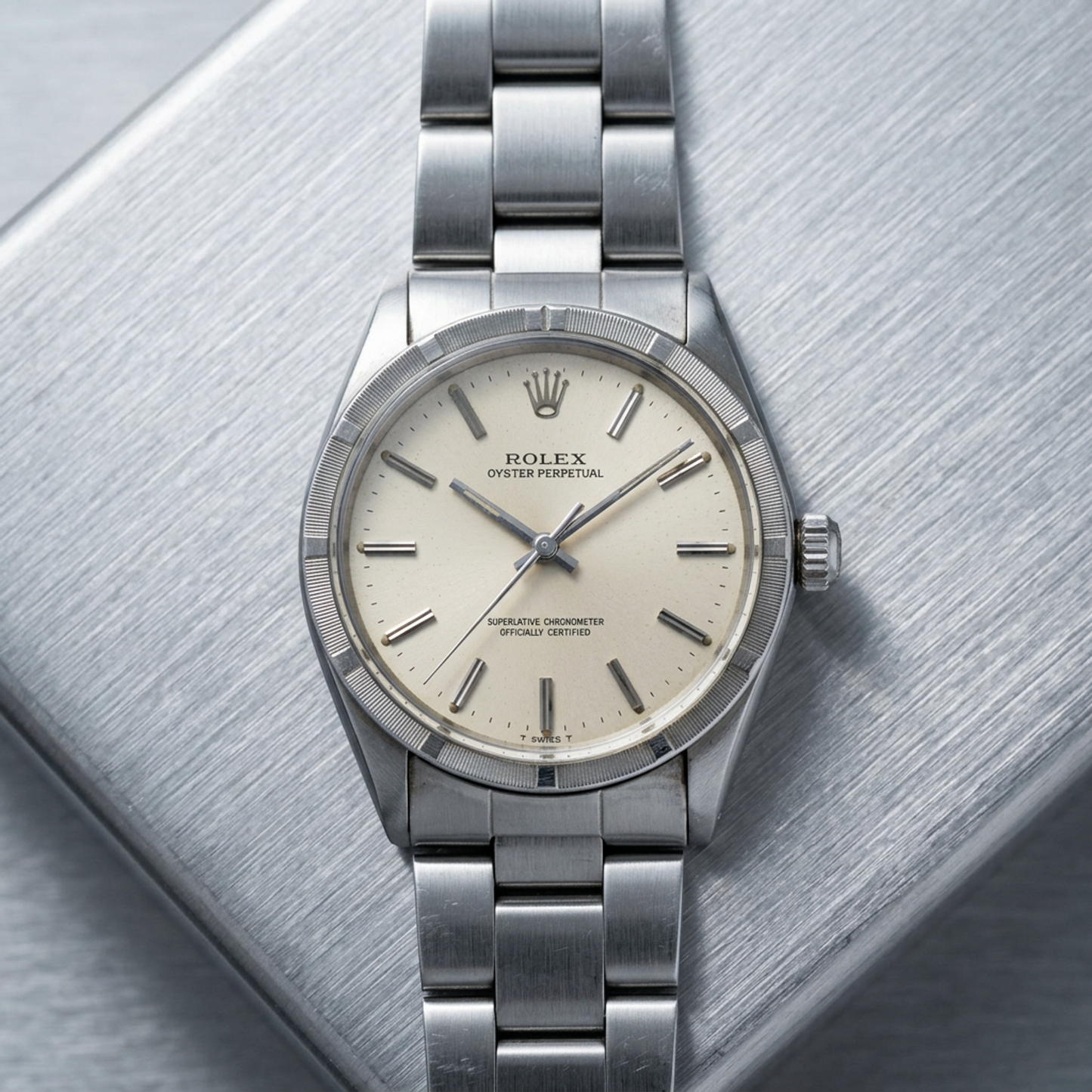 ROLEX Oyster Perpetual 1007 Steel Automatic Mens Watch Vintage