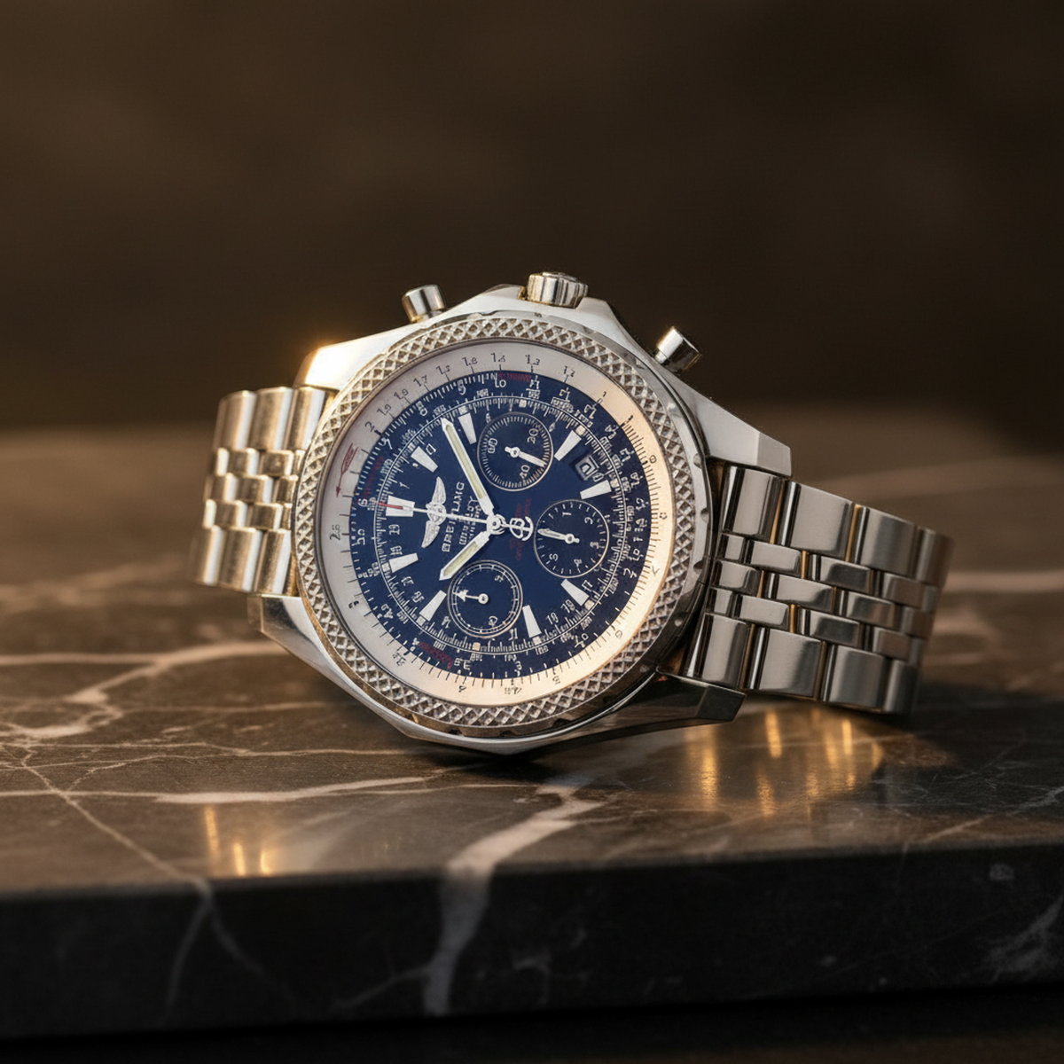 BREITLING Bentley Motors Steel Automatic Mens Watch A25362 Polished