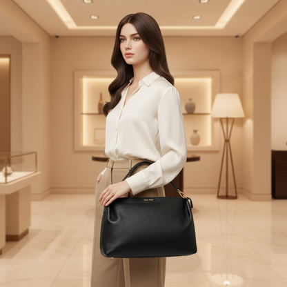Miu Miu RR1917 Women's Leather Shoulder Bag Black
