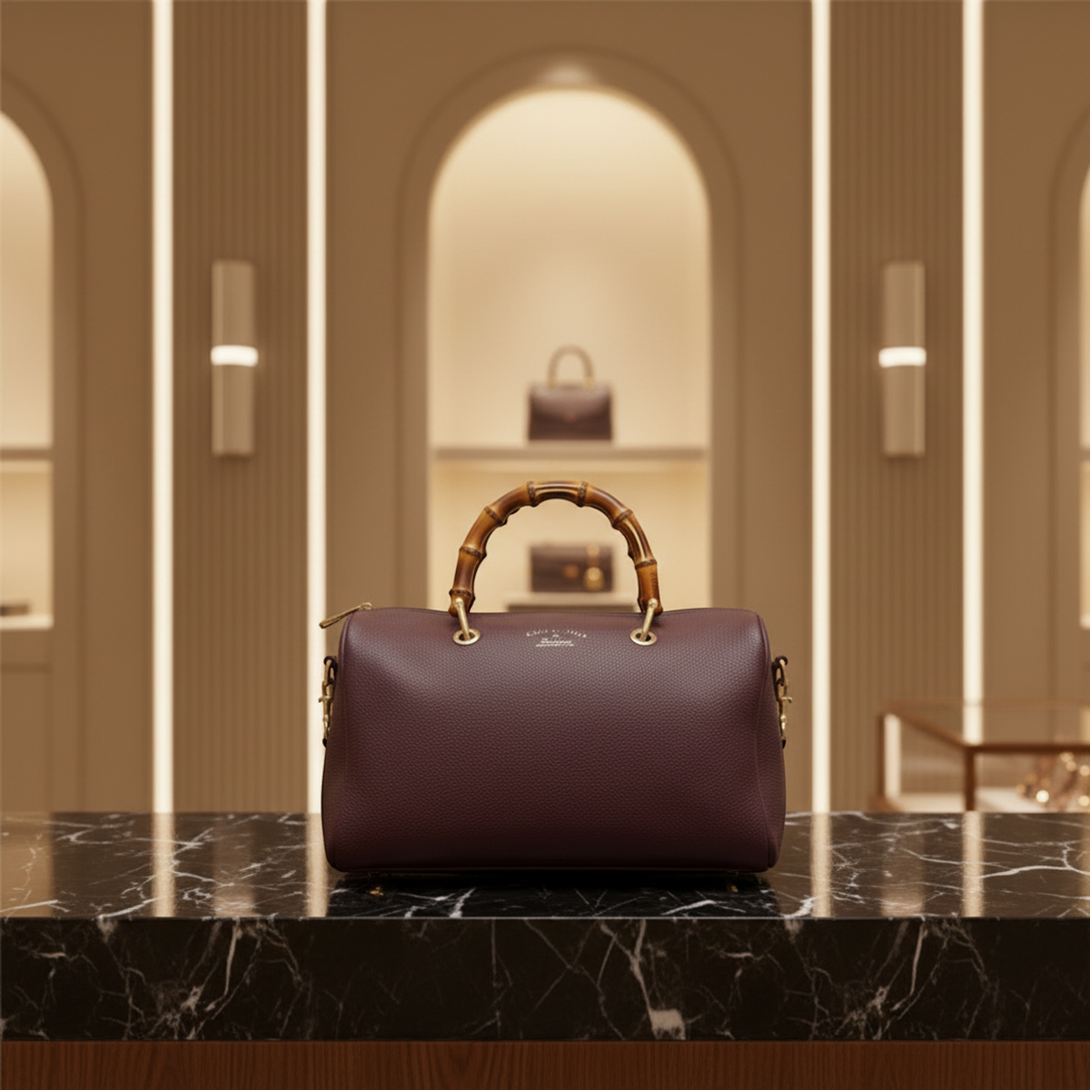 Gucci Bamboo 353124 Women's Leather Handbag Wine