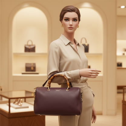 Gucci Bamboo 353124 Women's Leather Handbag Wine