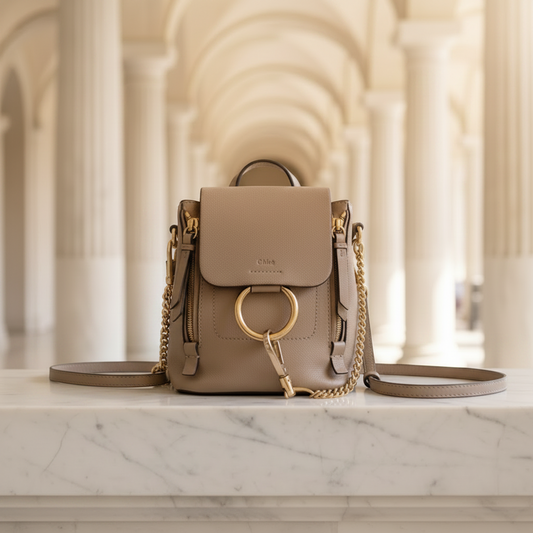 Chloé Faye Women's Leather,Suede Backpack Grayish