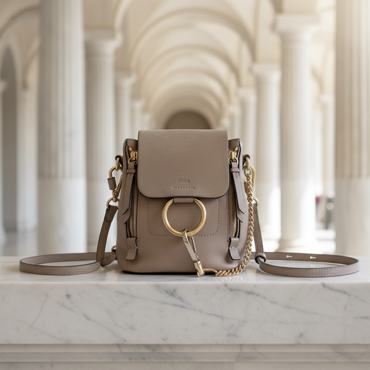 Chloé Faye Women's Leather,Suede Backpack Grayish
