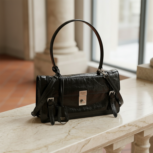 Prada 1BN026 Women's Leather Handbag,Shoulder Bag Black