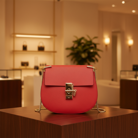 Chloé Drew 3S1031 Women's Leather Shoulder Bag Red Color